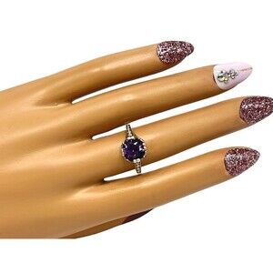 Amethyst Gemstone Boho Statement Ring 925 Sterling Silver Ornate Setting sz 7.75